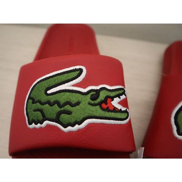 Lacoste 38CMA0073-T2Q Men's Sz 9 Red/Green Croco Slip-On Slide Sandals - Picture 5 of 6
